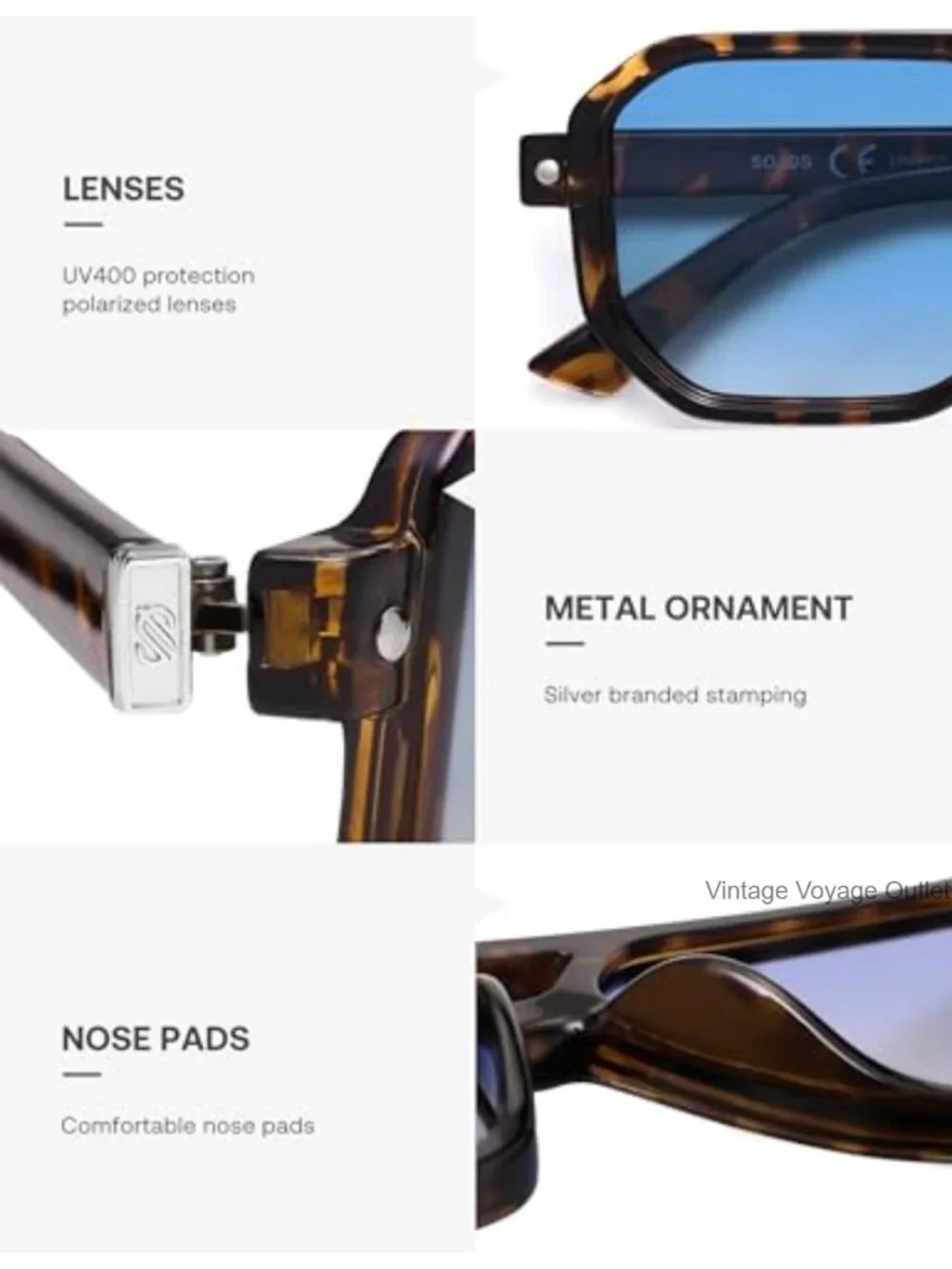 Vintage Retro Square Aviator Sunglasses Men Women Polarized UV400